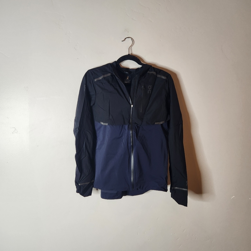 On Cloud Running Weather Jacket Blue & Black Womens Medium - Picture 3 of 7